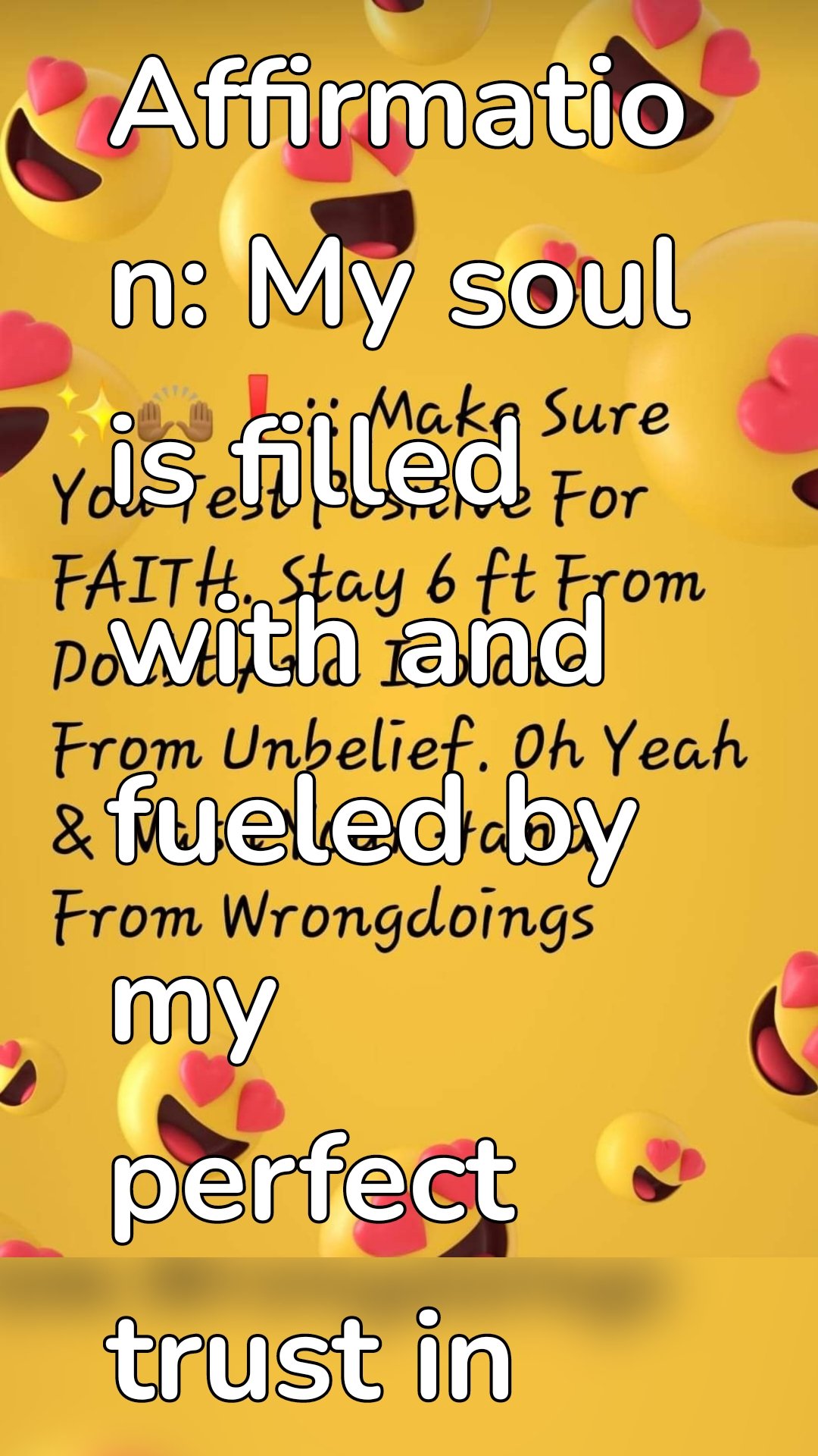 Affirmation: My soul is filled with and fueled by my perfect trust in God. All is well with me."

Start reading this book for free: https://a.co/4MQSBGL